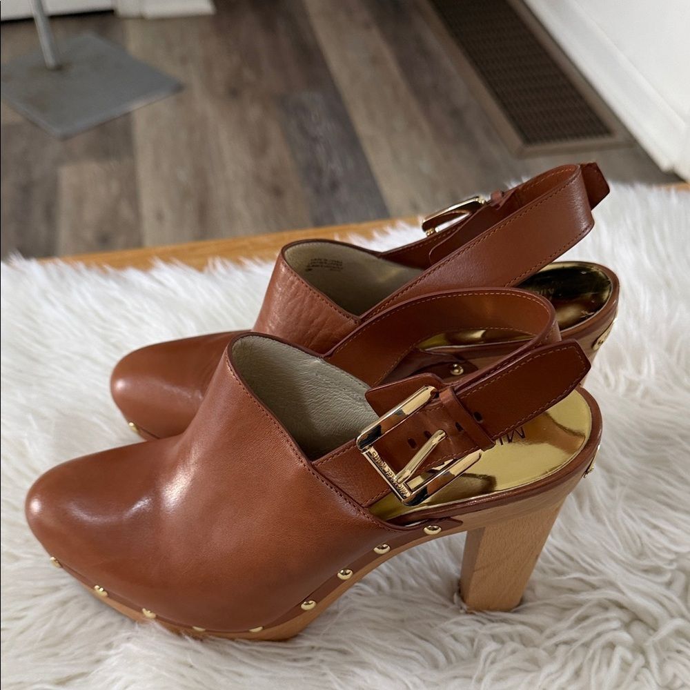Michael Kors Brown Leather Mules Size 10 - Picture 3 of 10